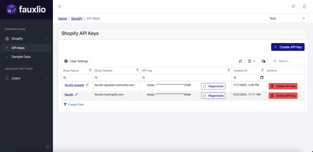 Fauxlio API Keys